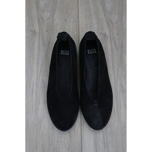 Eileen Fisher Black Suede Slip On Platform Flats Womens Size 8.5 Minimalist Shoe